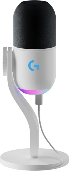 Logitech G Yeti GX Microphone Gaming RVB Dynamique avec LIGHTSYNC, USB prêt à l’Emploi pour Streaming, supercardioïde, pour PC/Mac - Blanc