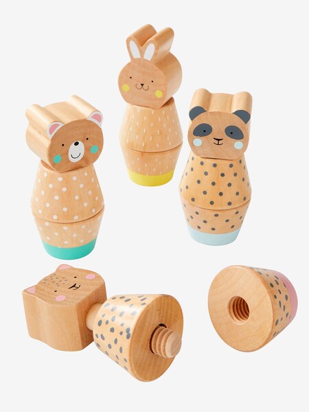 Jeu des animaux à visser en bois FSC® multicolore - Vertbaudet