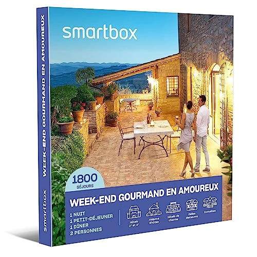 SMARTBOX - Coffret Cadeau Couple - Idée cadeau original : Weekend romantique et gourmand pour un moment à deux inoubliable