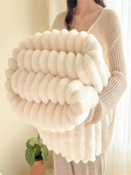 1 pièce Couverture en flanelle, chaude et respirante, couverture pour la sieste au bureau, couverture pour la climatisation, couverture serviette, couverture de canapé, blanche