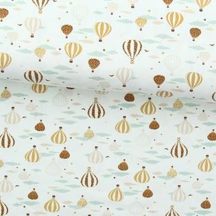 Tissu popeline de coton - Mongolfière blanc | Rascol