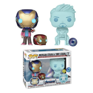 Figurines Pop! 2-Pack Exclusive Marvel PIAB – Morgan et Hologramme Tony Stark Avec Casque