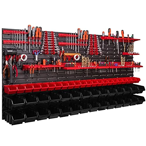 Mur à outils 1728 x 780 mm - Boîte à outils empilable - Plaque murale - Rails de support pour garage, entrepôt, atelier, loisirs (ITBNN600x6-U2122-MIX54)