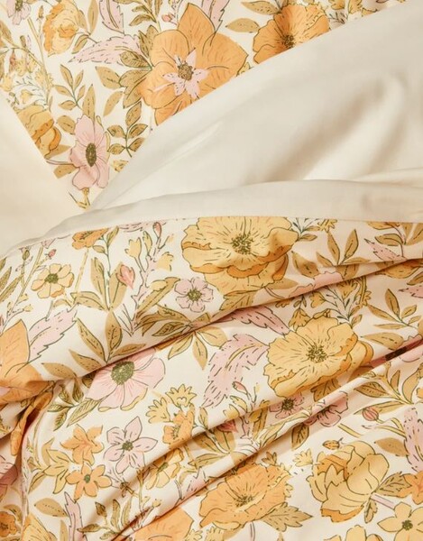 HOUSSE DE COUETTE PERCALE DE COTON "FLEURI VINTAGE"