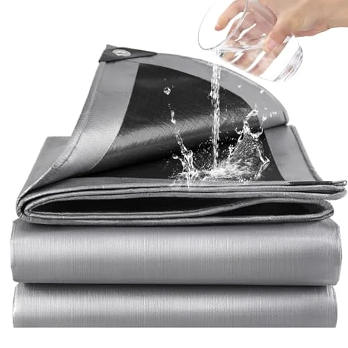 Bâche imperméable et résistante en polyéthylène pour extérieur, épaisseur de 180 g/m², résistante au gel et aux UV, pour jardin, tonnelle, camping, meubles, abri de jardin, 2 x 4 m