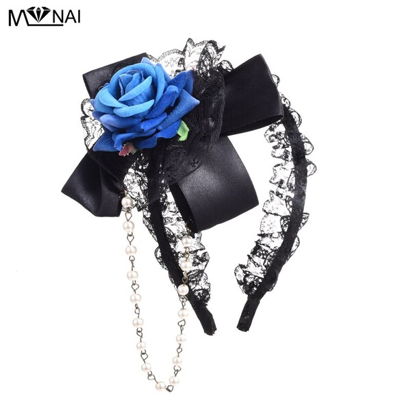 Bandeau gothique Lolita en dentelle pour femmes, accessoires de cheveux, Vintage