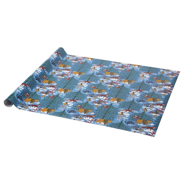 VINTERFINT Papier cadeau - motif animalier bleu 3x0.7 m