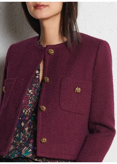 Veste courte en coton et laine mélangés | Rouge