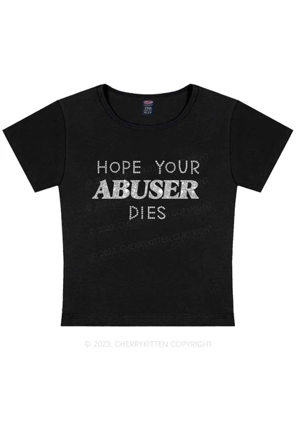 Hope Your Abuser Dies Y2K Baby Tee Cherrykitten