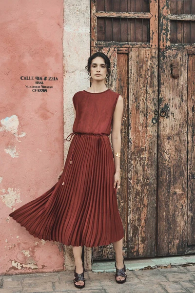 Robe droite plissée BELL