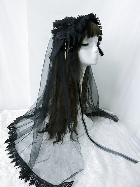 Demon's Cage Brand Original Lolita Gothic Gothic Bow-Knot Hair Band Kc Veil Headband Domestic Shipping Included 
