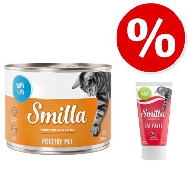 Boîtes Smilla pour chat 6 x 200 g + Pâte Smilla à prix avantageux !