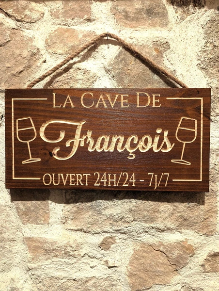 Pancarte en bois pour cave et bar personnalisable, Affiche pour cave à vin personnalisable, cadeau papa, fait en France, Vin & spiritueux