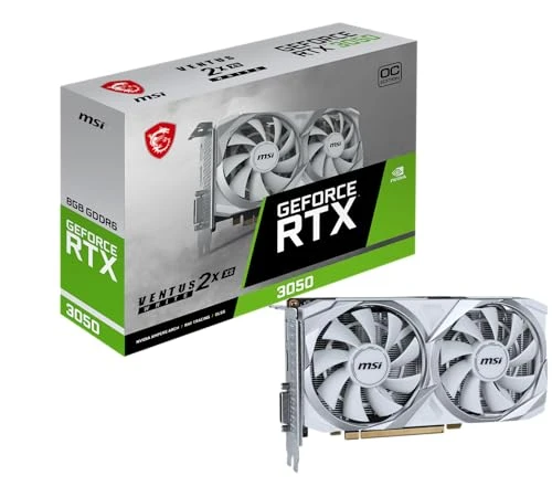 MSI GEFORCE RTX 3050 Ventus 2X XS White 8G OC Carte Graphique - 8 Go GDDR6, 1807 MHz, PCI Express Gen 4, 128 Bits, DP v 1.4a, DL DVI-D, HDMI 2.1 (Prend en Charge 4K à 120 Hz)