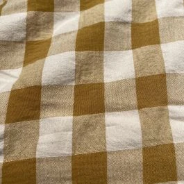 Tissu seersucker maxi vichy caramel 20mm recyclé