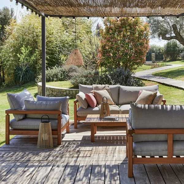 COMODO - Salon de jardin en eucalyptus - bois clair (4 places)