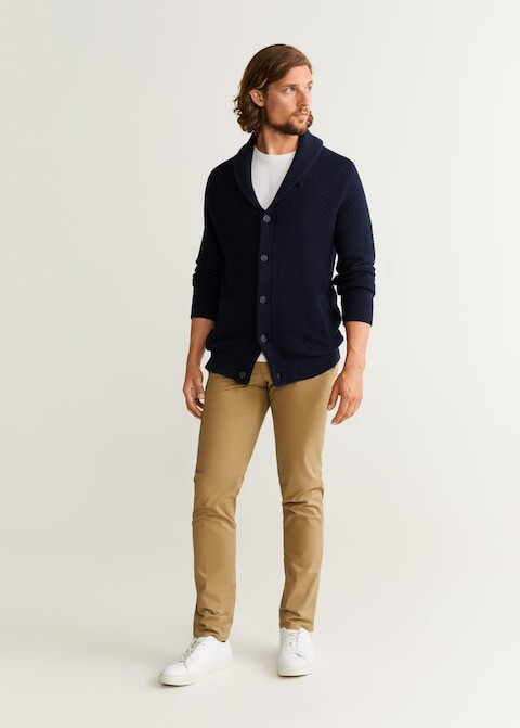 Cardigan revers côtes anglaises