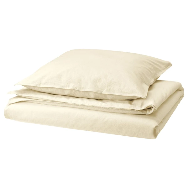 ÄNGSLILJA Housse de couette et 1 taie - naturel 150x200/65x65 cm