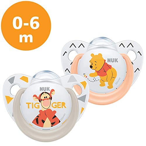 NUK Succettes Winnie l'ourson Trendline, 0-6 Mois, Sans BPA, Set de 2