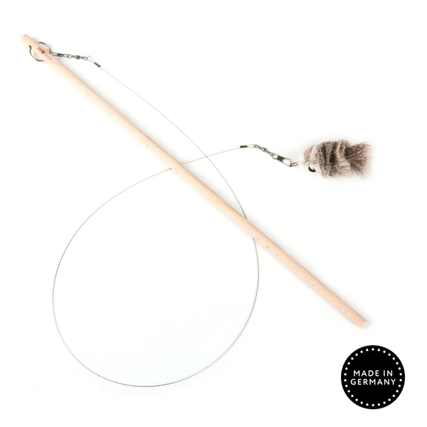 Jeu de canne pour chat Woody Swirl avec souris en poils de cerf