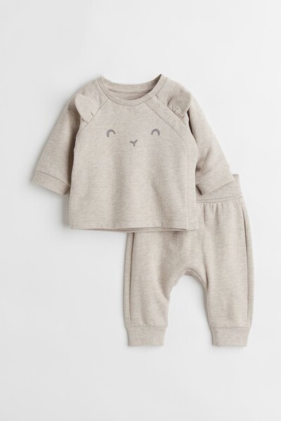 Ensemble 2 pièces en coton - Beige clair chiné - ENFANT | H&M BE