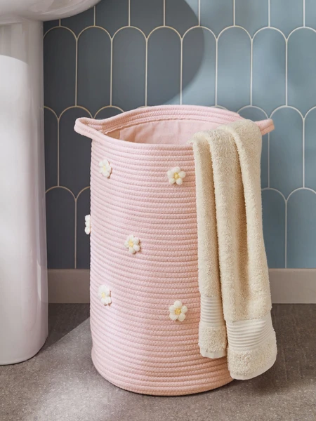 Pink Daisy Laundry Basket Bag