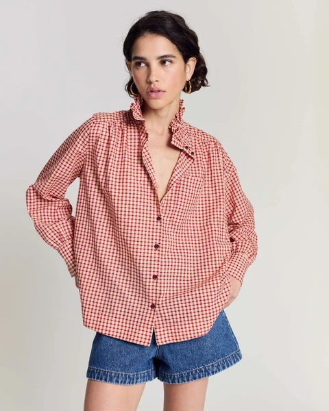 Chemise Léonor vichy rouge et jaune