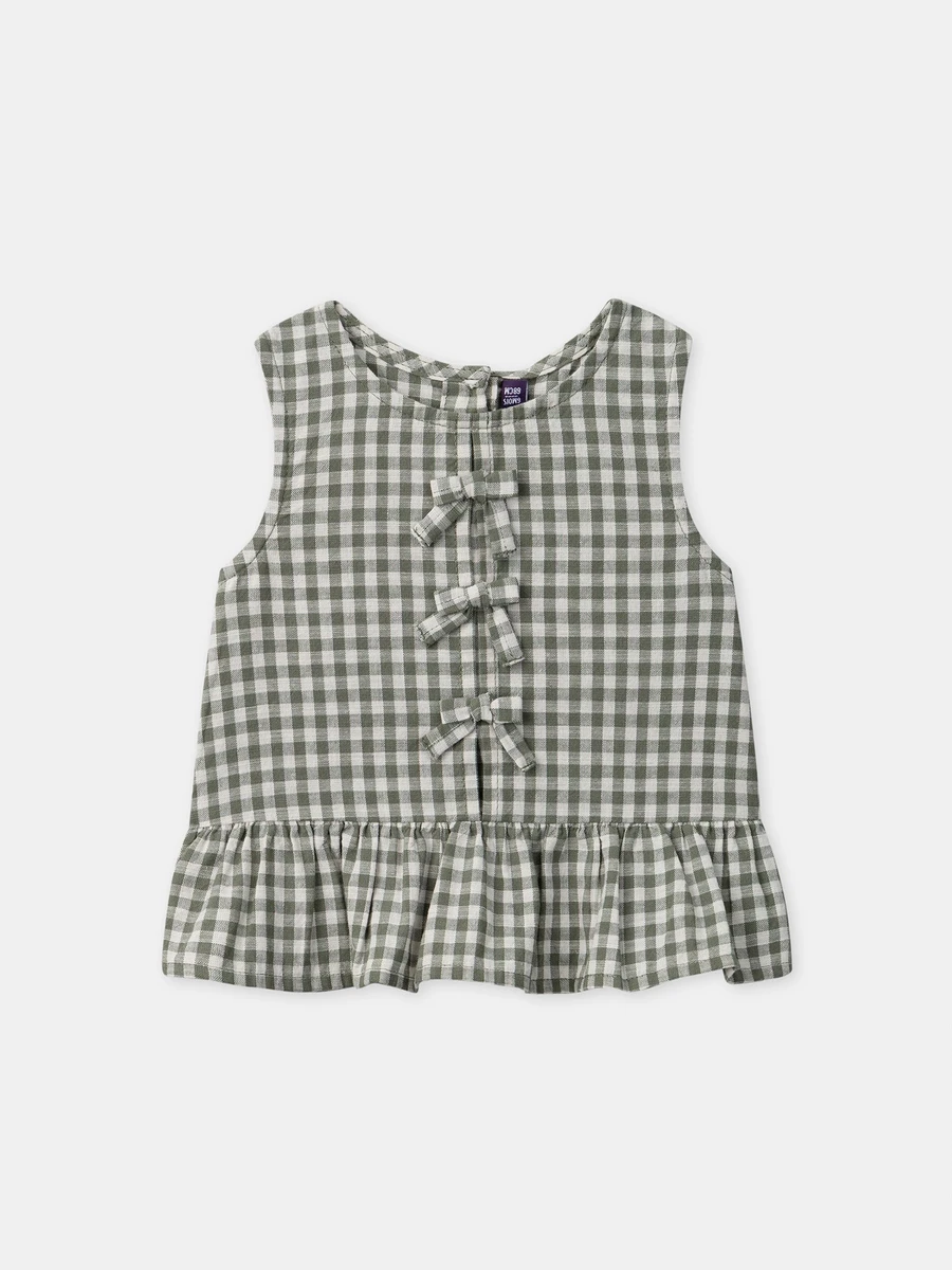 Blouse vichy à noeuds Bébé Fille