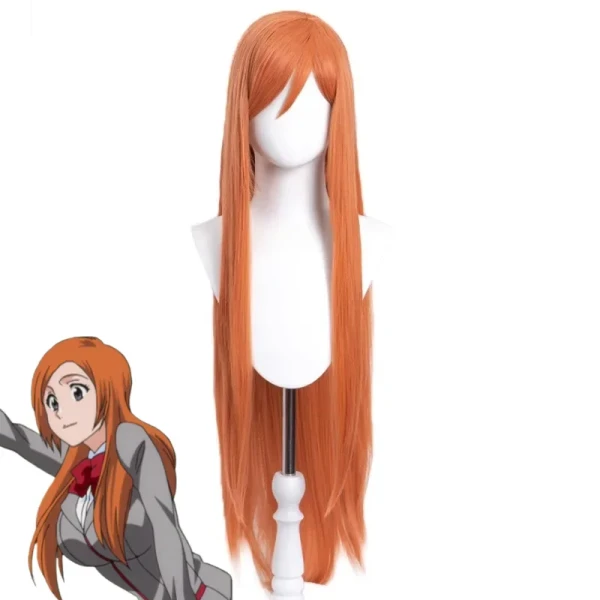 Anime Bleach Inoue Orihime Cosplay Costume Hair Headwear Super Long Orange Comic Wigs - AliExpress 200000532