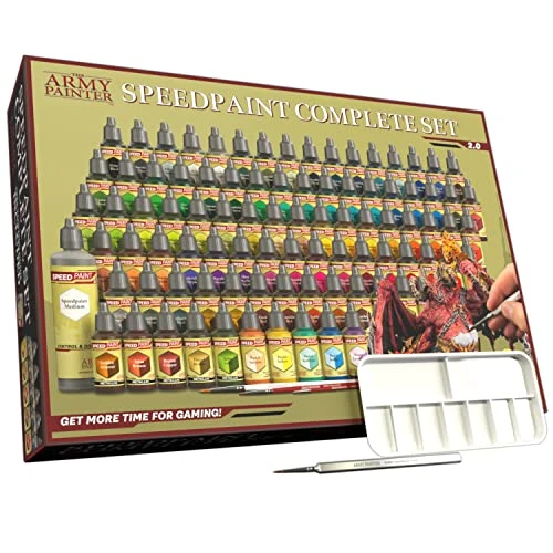 The Army Painter, Speedpaint 2.0 Complete Set Combo, 90 x 18 ml Peinture Acrylique, y compris 10 Métalliques, 4 Pinceaux et 1 Palette Peinture - Pour Peinture de Figurine Warhammer