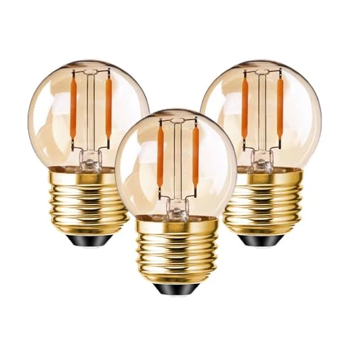 KINGYEENUO Lot de 3 ampoules LED vintage E27 1,5 W G40 ambré à intensité variable - Blanc chaud - 2200 K - Équivalent à 15 W - Pour plafonnier d'intérieur
