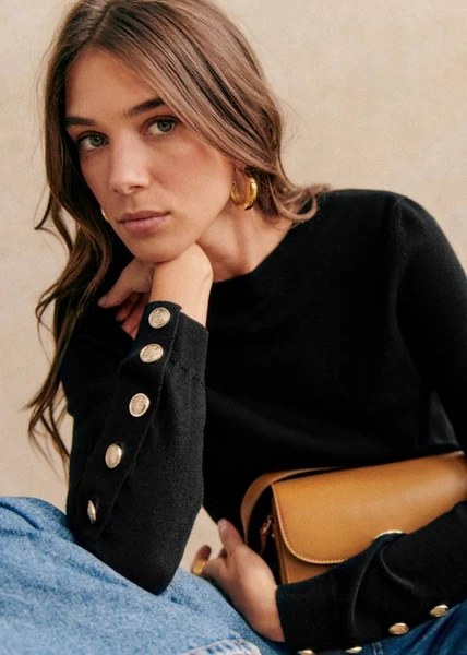 Pull Paulo - Noir - Laine Mérinos - Sézane