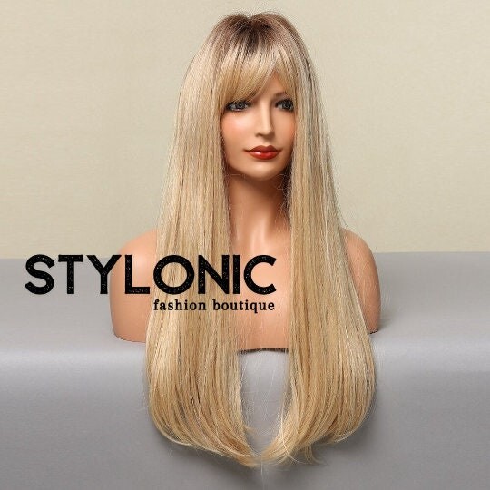 Long Blonde Wig with Bangs