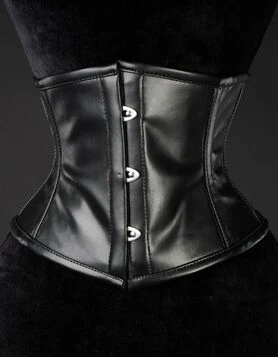 Serre-taille gothique simili cuir noir avec baleines de maintien semi-rigide