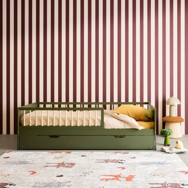 Lit gigogne enfant 90 x 190 cm pin naturel avec tiroir vert | sweeek