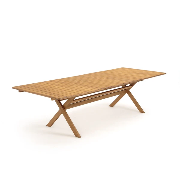 Table de jardin pliante Réalto, acacia, 2 allonges