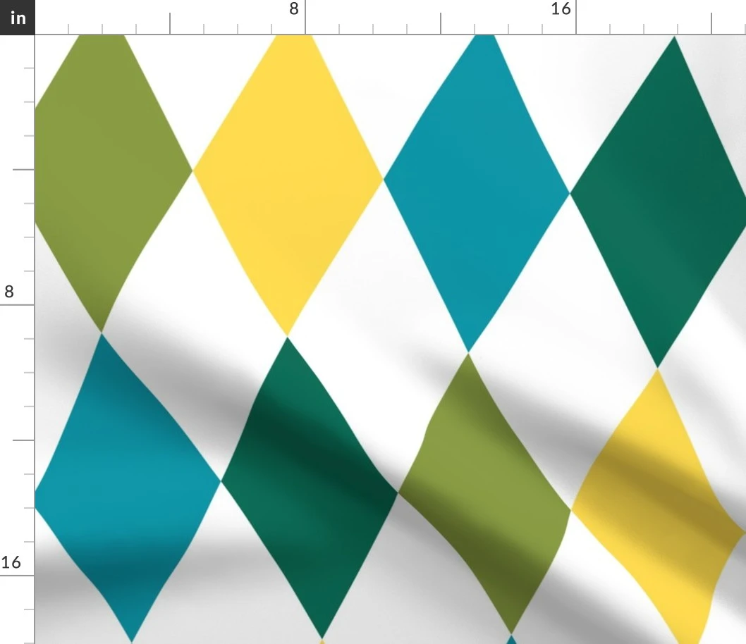 Harmonious Harlequins - lime green, Fabric | Spoonflower