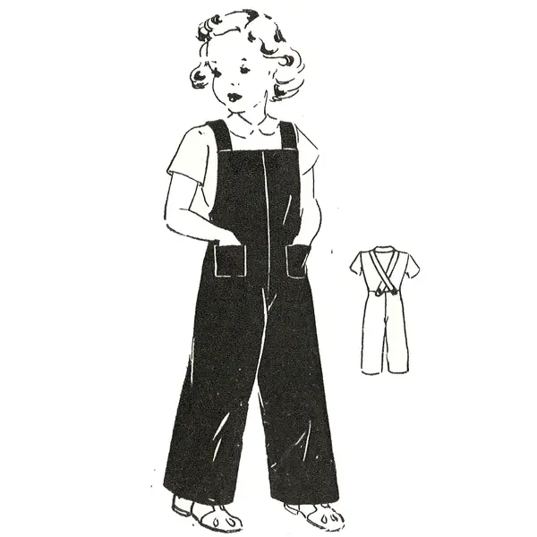 Patron de couture des années 1940, salopette pour enfant de la Seconde Guerre mondiale - poitrine 23" (58 cm)