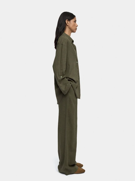 Chemise en mélange de lin avec poche Brique | Parfois France