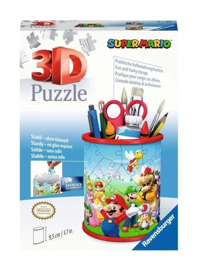 Ravensburger - Puzzle 3D Pot à Crayons - Super Mario - A partir de 6 ans - 54 pièces numérotées à assembler sans colle - Accessoires inclus - Hauteur 9,5 cm - 11255