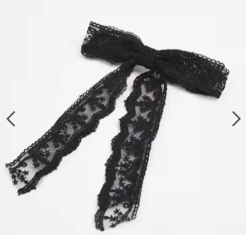 ASOS DESIGN - Barrette à cheveux avec nœud superposé en dentelle - Noir