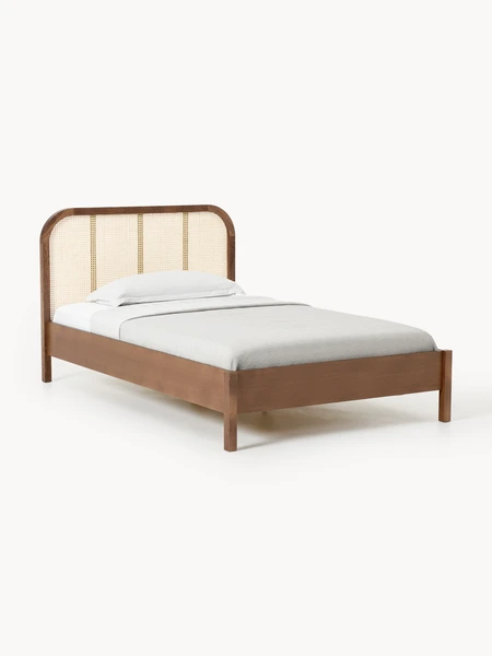 Lit en bois avec tête de lit en cannage Jones