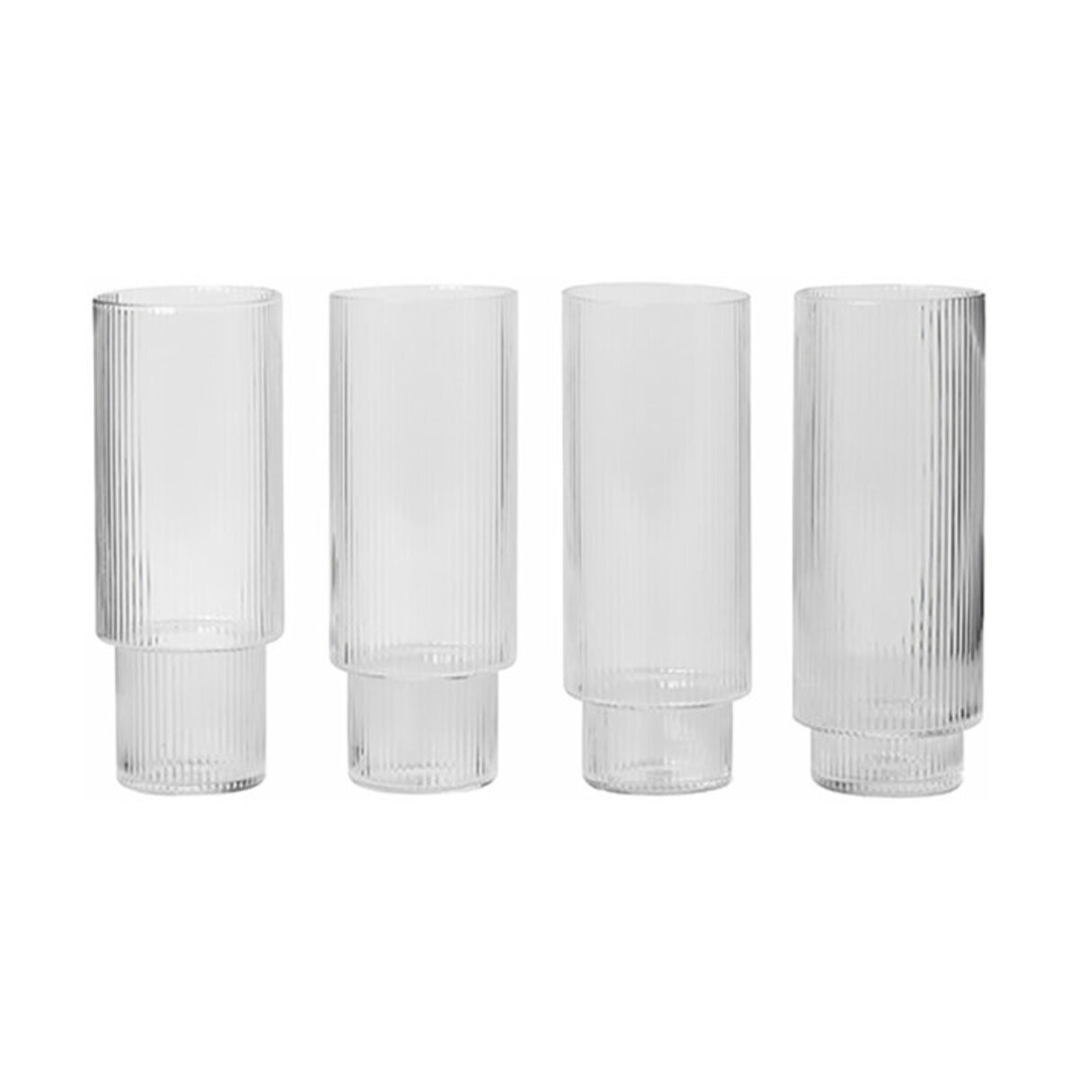 4 Verres à eau long drink Ripple - Ferm Living