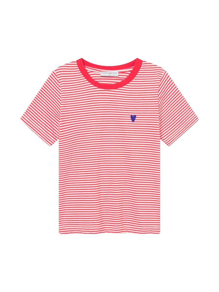 T-shirt en coton bio | rayé rouge "endless horizon t-shirt - red" Mademoiselle Yéyé