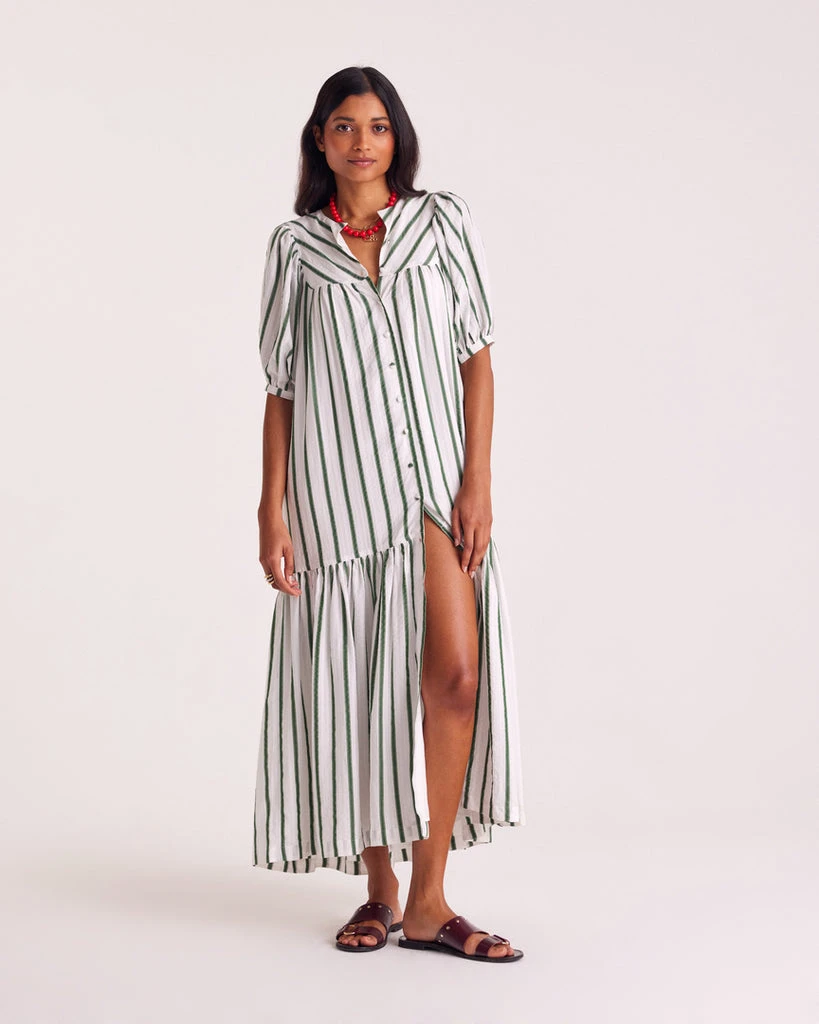 Robe Nicoletta rayures vert