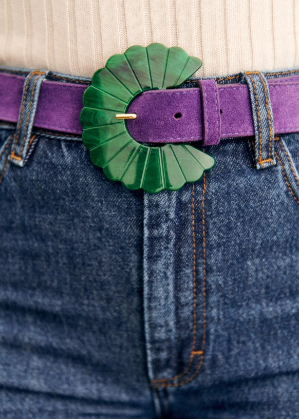 Ceinture Sandy - Vert multi - Croûte de cuir bovin - Sézane