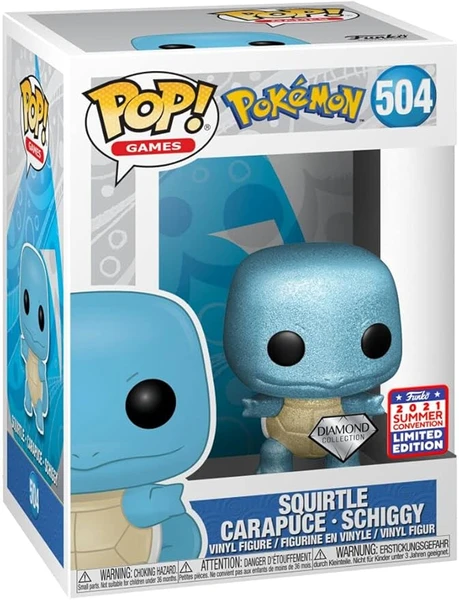 Funko Pop Pokemon Figurine Squirtle Carapuce 2021 Summer Convention Diamond Collection #504 – Exclusive Special Edition - Figurine Pop Multicolore Taille Unique