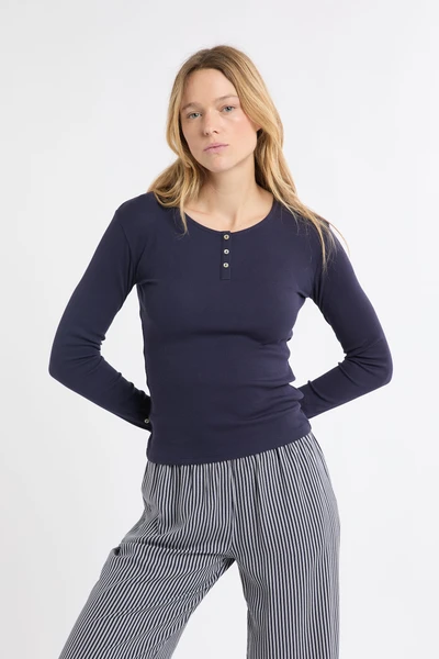 T-shirt manches longues en coton avec boutons