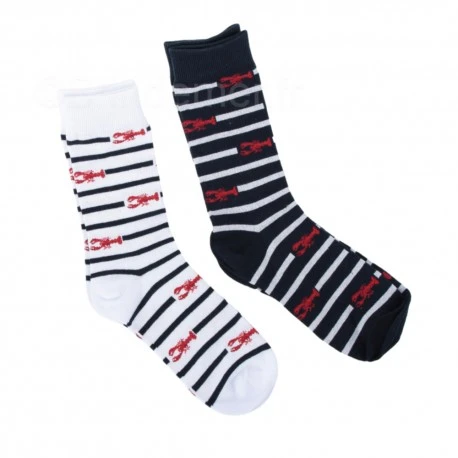 Lot de deux paires de chaussettes thème homard rouge pour adulte