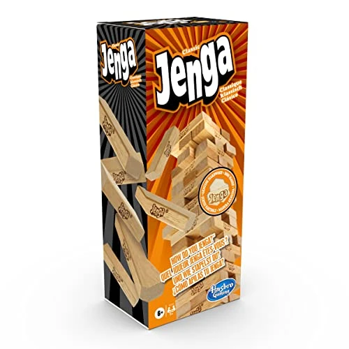 Hasbro Gaming Jenga, Jeu de société en Bois, Jeu de Voyage pour Enfant et familles, Version française, Idées Cadeaux d'anniversaire, À partir de 6 Ans